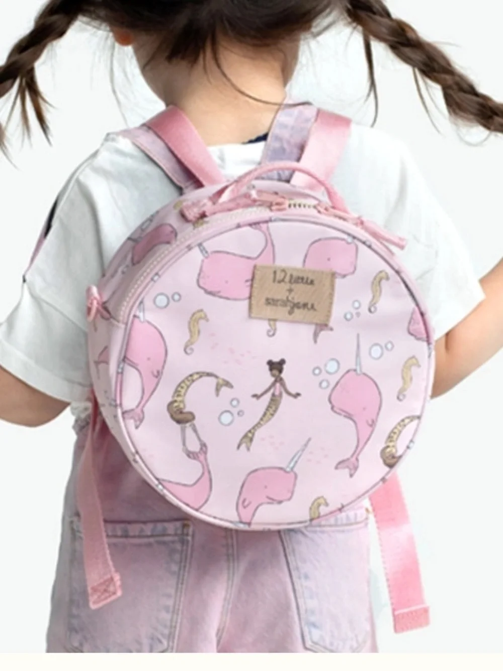 12 Little by Sarah Jane Round Whale Backpack - Light Blue